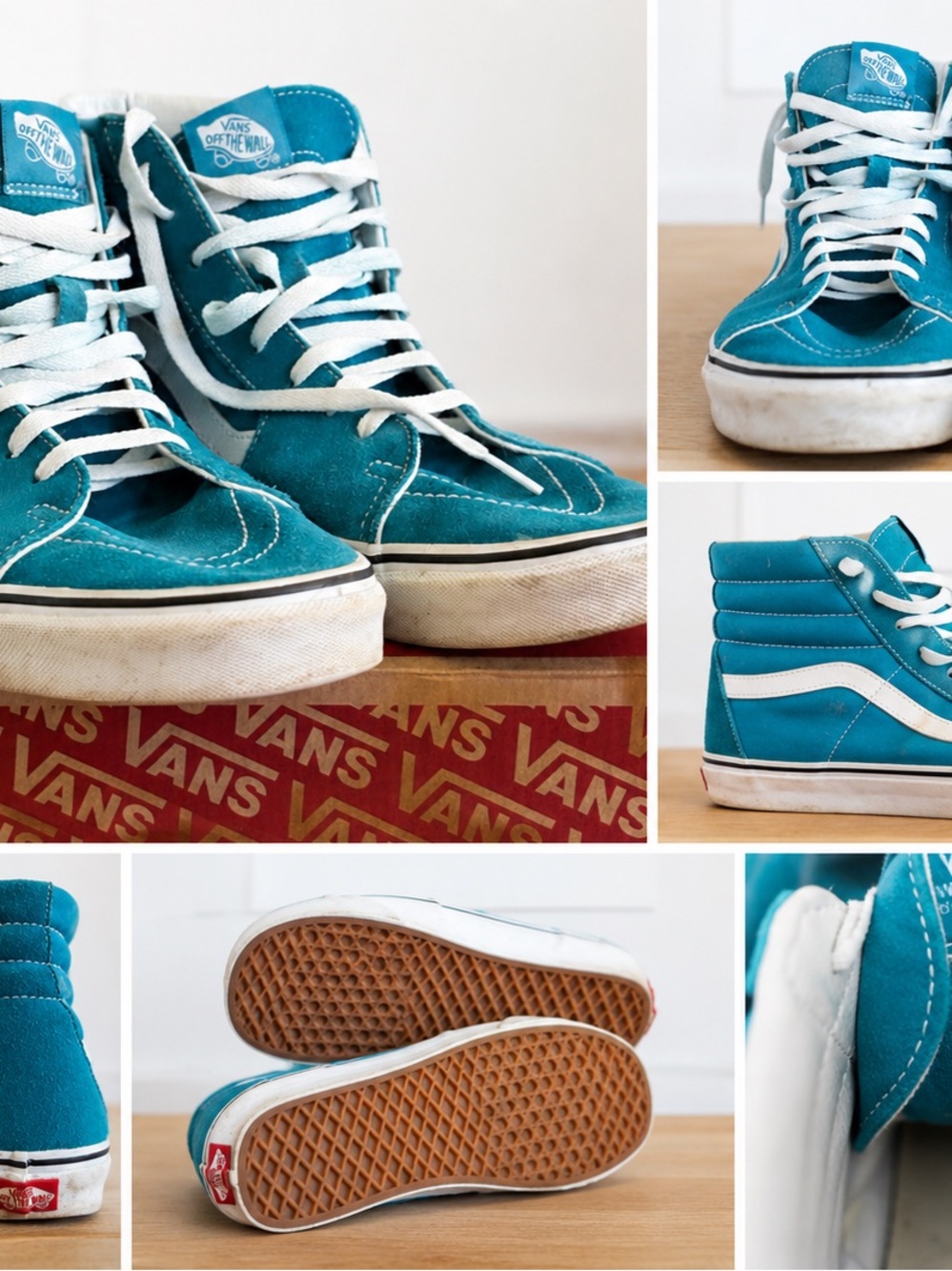 Vans Teal Canvas High-Top Sneakers with White Details